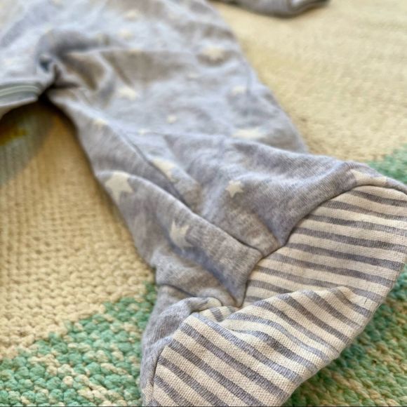 Little Me Baby Footie — gray and white stars - Picture 6 of 6